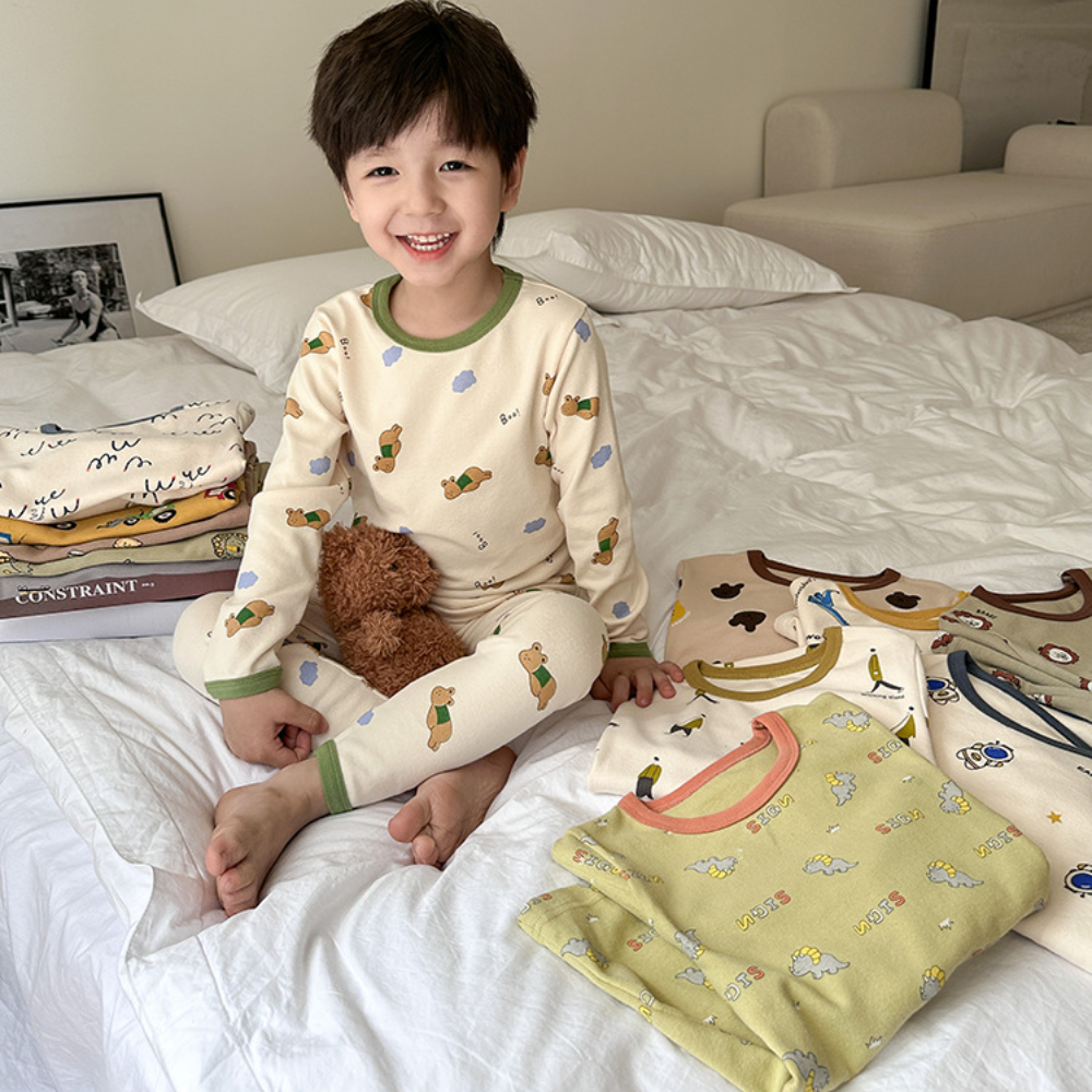 儿童睡衣宝宝纯棉保暖内衣套装男童女童秋冬韩版卡通居家秋衣秋裤