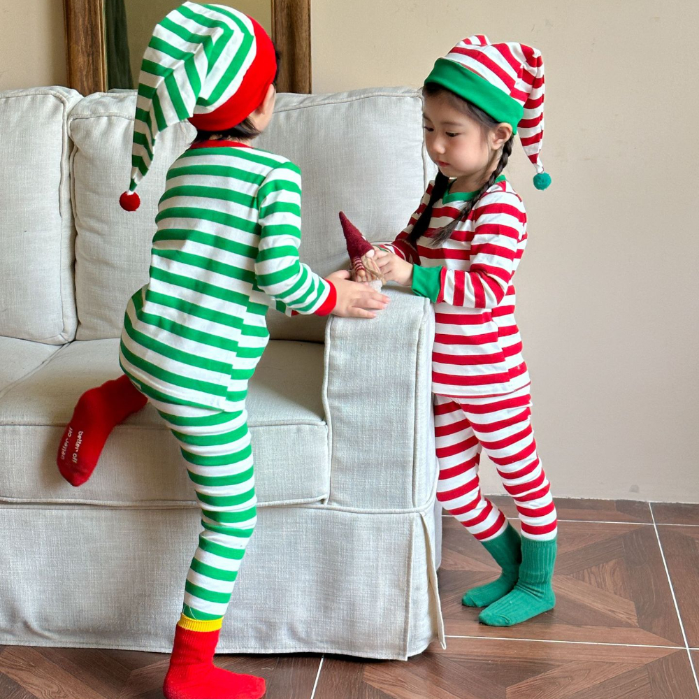 男女童秋冬款全棉圣诞风内衣套装