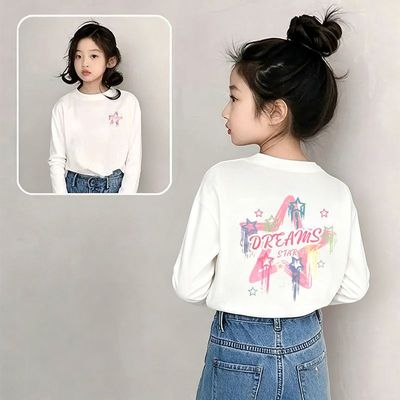 女童纯棉长袖T恤2025新款