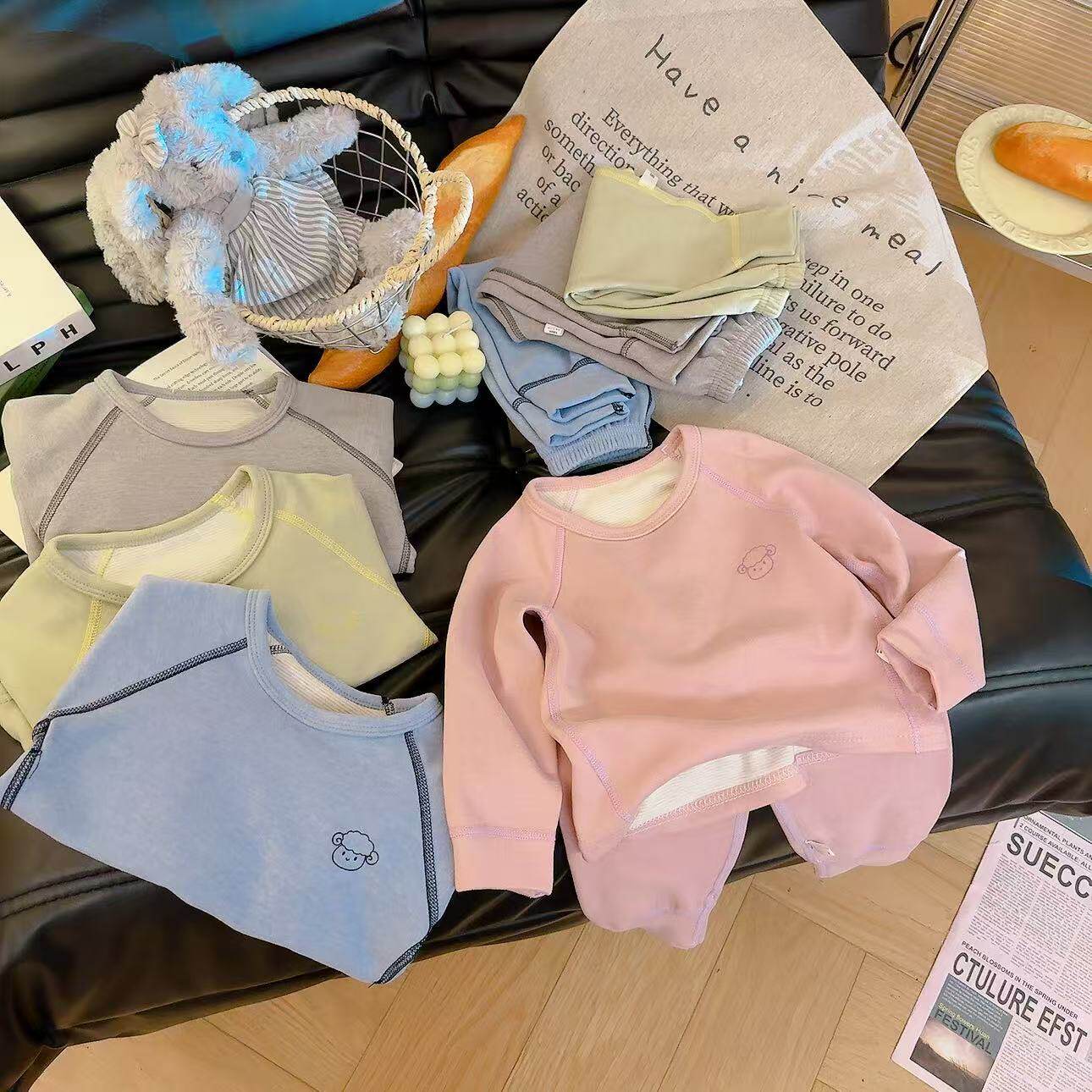 10A抗菌羊毛蚕丝宝宝保暖套装儿童秋衣秋裤无骨家居服校服神器