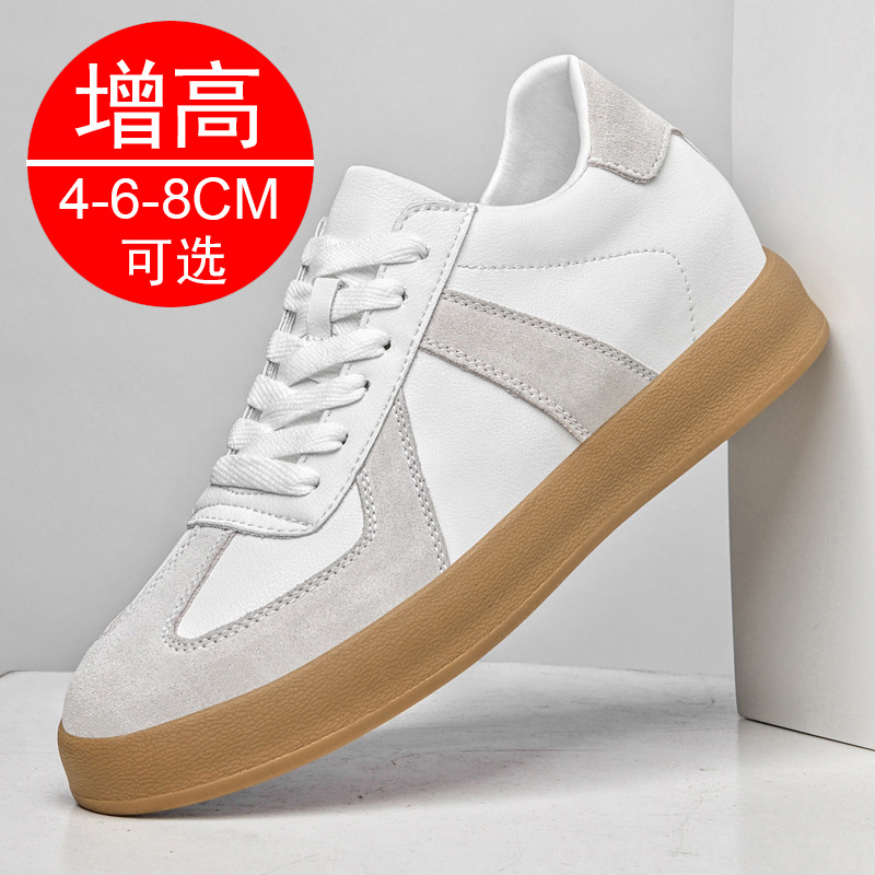 潮增高鞋男6cm德训鞋真皮隐形内增高8cm10cm小白鞋厚底鞋子休闲鞋