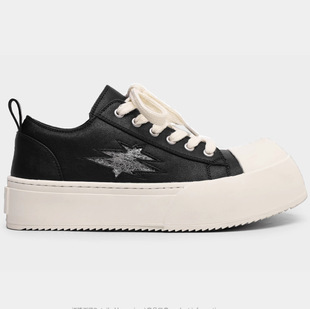 FGMM牛皮明星同款时装周闪电德比鞋黑白色增高秋冬男女款厚底板