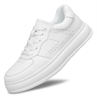 隐形内增高男休闲皮鞋系带厚底轻质运动鞋新款复古时尚潮鞋休闲鞋