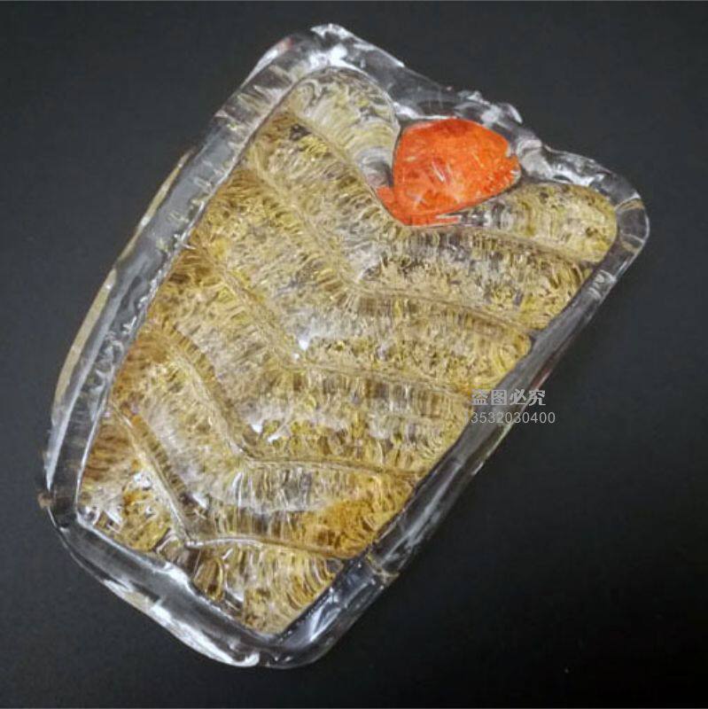 金色橄榄叶子梯形烤弯玻璃挂片