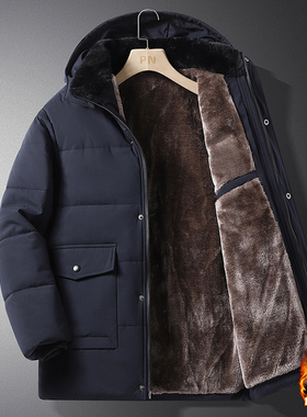 加绒加厚棉衣2024秋冬外套男爸爸冲锋棉服中老年8XL大码保暖棉袄