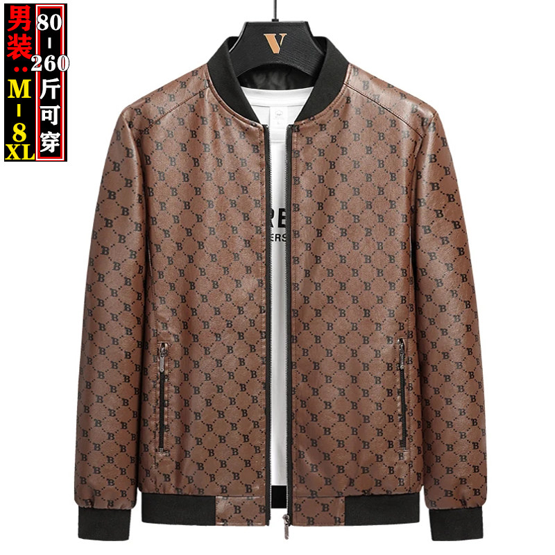 胖子皮衣加肥加大休闲皮夹克男装