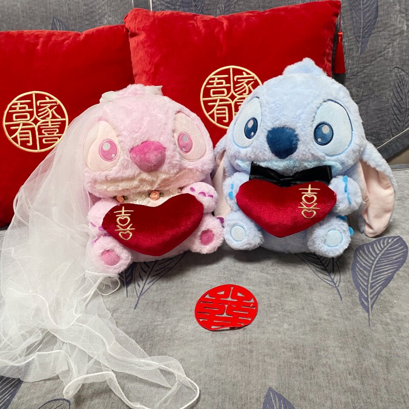 结婚喜娃压床娃娃一对婚礼史迪仔安琪玩偶毛绒玩具新婚礼物送新人