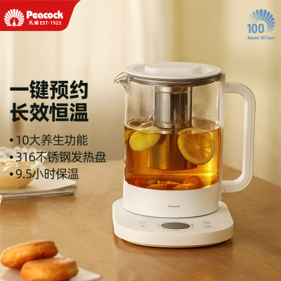 peacock养生壶炖煮多功能家用煮茶壶全保温高硼硅玻璃电烧水壶