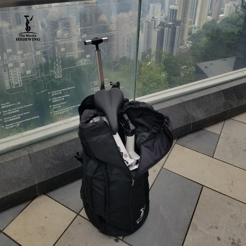 螳人新款多功能单车折叠双肩背包拉杆带轮潮流时尚男女旅行收纳袋