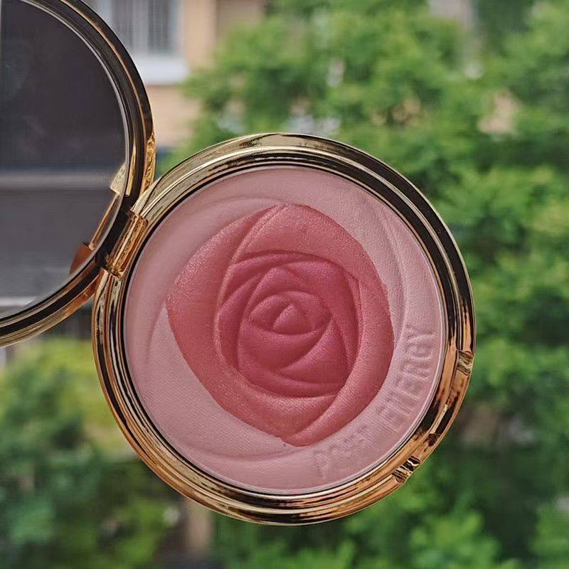 花瓣珠光浮雕腮红持久防水自然裸妆橘色胭脂提亮修容肤色高光一体