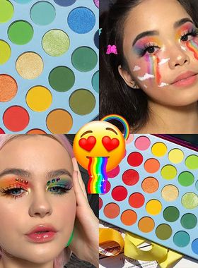 化妆师专用绿色眼影盘彩虹独角兽39色眼影超大COS玩妆欧美舞台妆