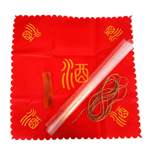 酒坛酒缸红布塑料纸麻绳皮筋盖头