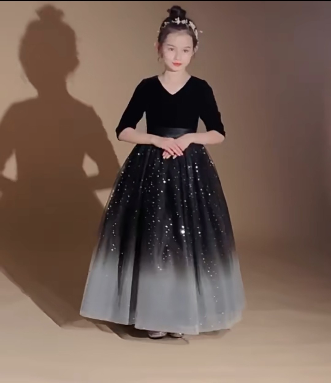 女初中生大童钢琴合唱指挥演出小提琴晚礼服高端小女孩生日公主裙图片