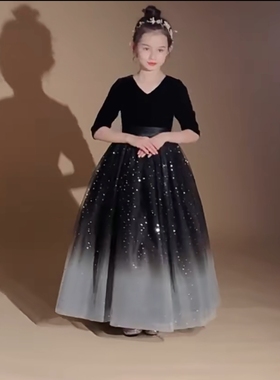 女初中生大童钢琴合唱指挥演出小提琴晚礼服高端小女孩生日公主裙