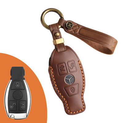 适用2015-19老款奔驰GLE300 350 400 450 320汽车真皮钥匙套包壳