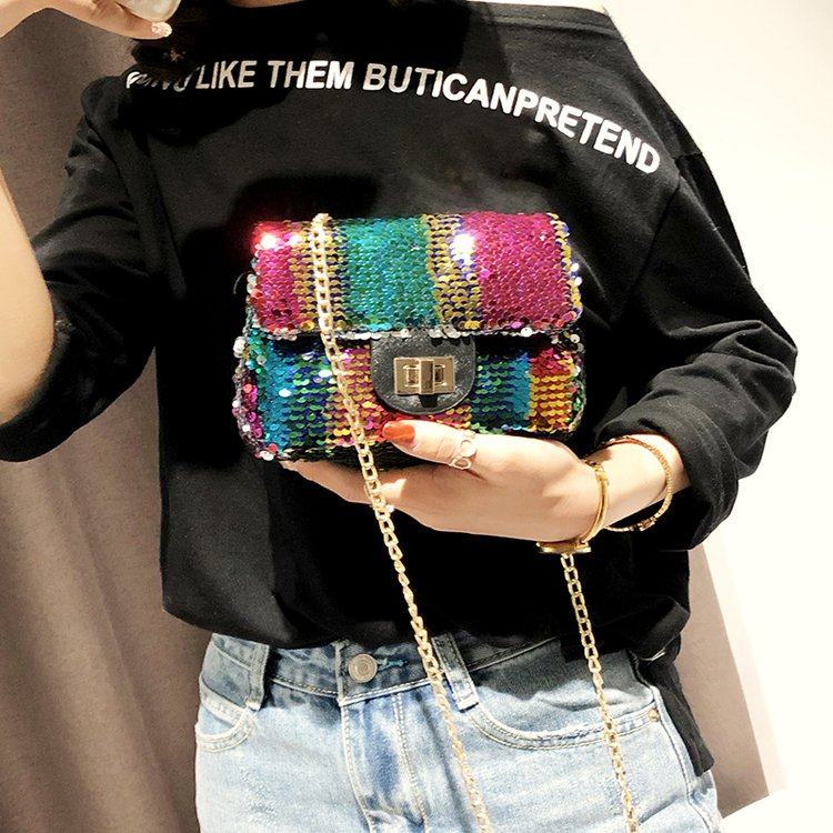 2019 Rainbow sequins ins Sequin Mini Pack small shoulder purse factoryin the Leather/Lady bags/Men's bag, Ms. bags  category - from Buy2taobao.com to provide professional Taobao agent buy service