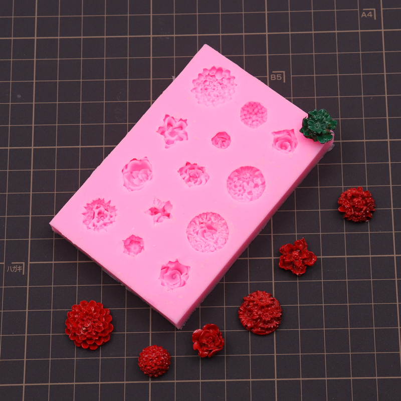 石塑粘土迷你花卉花朵 硅胶翻糖蛋糕模具巧克力模 超轻粘土模具