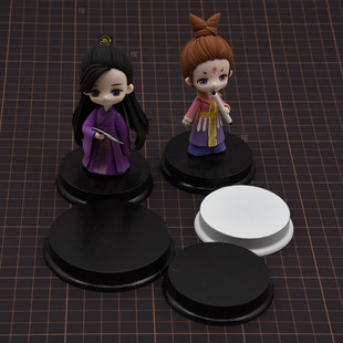 超轻粘土软陶人偶手办模型木底座 圆形木片底座 黏土作品木底座