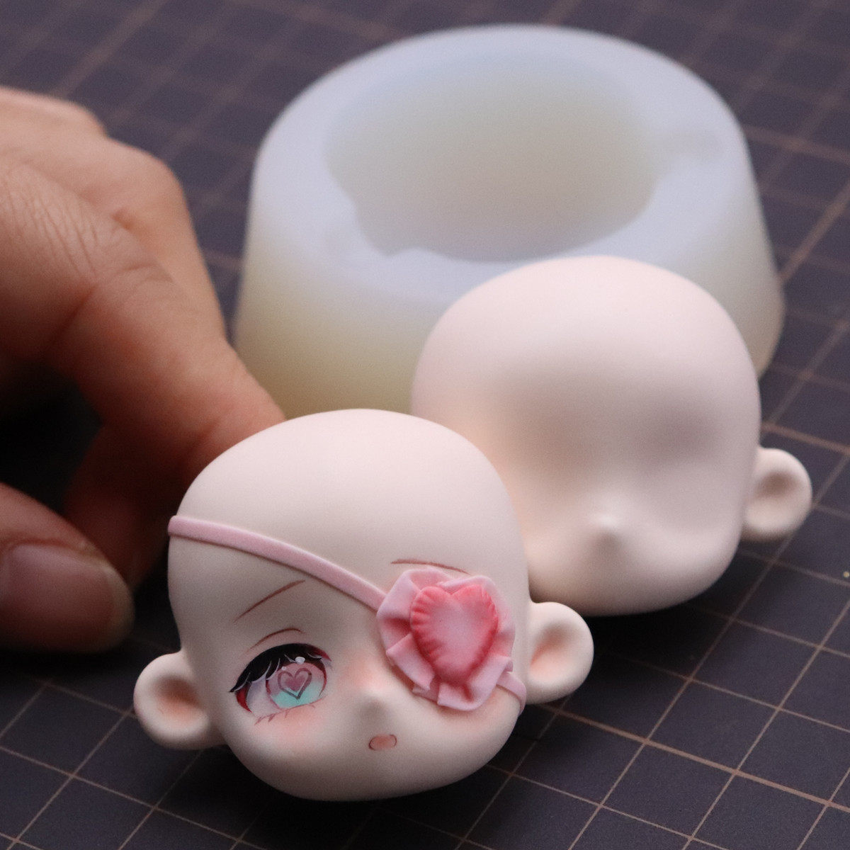 Q版脸模超轻粘土带耳朵系列通用款脸模硅胶模具万用粘土硅胶脸模