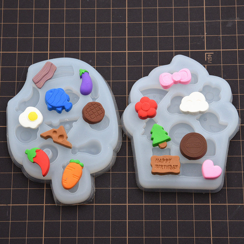 超轻粘土树脂粘土儿童卡通饼干奶油蛋糕点心甜点甜品食玩硅胶模具