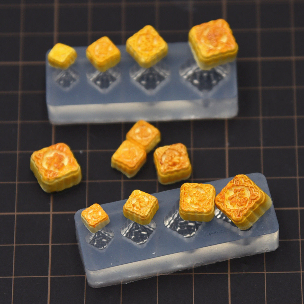 超轻粘土树脂土微缩食玩 迷你月饼具福字月饼diy硅胶模具娃屋软陶