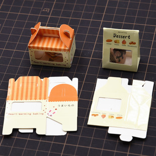 仿真迷你食玩蛋糕面包甜品盒子 1:12娃娃屋场景蛋挞微缩纸包装盒