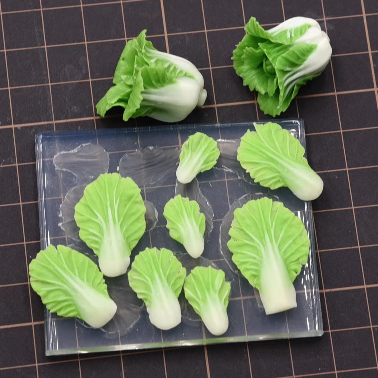超轻粘土仿真微缩diy树脂土大白菜叶硅胶模 迷你白菜蔬菜硅胶模具