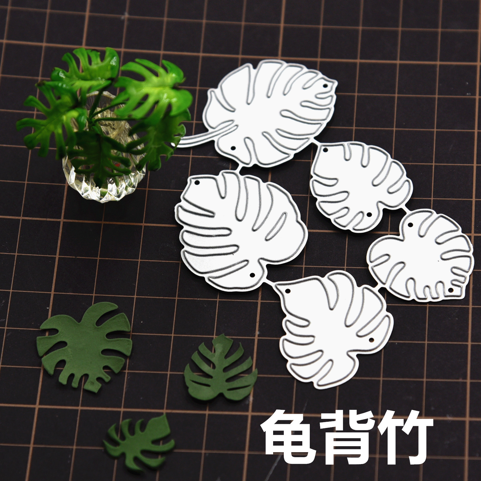 龟背竹绿植叶纹理叶子脉碳钢压模