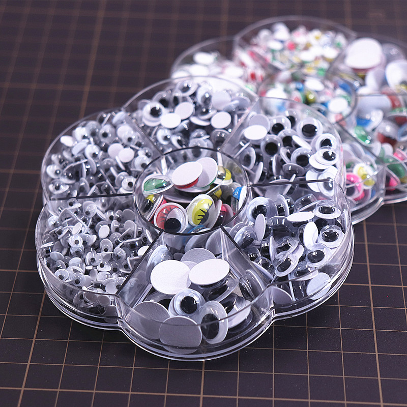 眼珠diy手工材料背胶贴片仿真眼睛黑白彩色眼珠贴眼球幼儿园材料