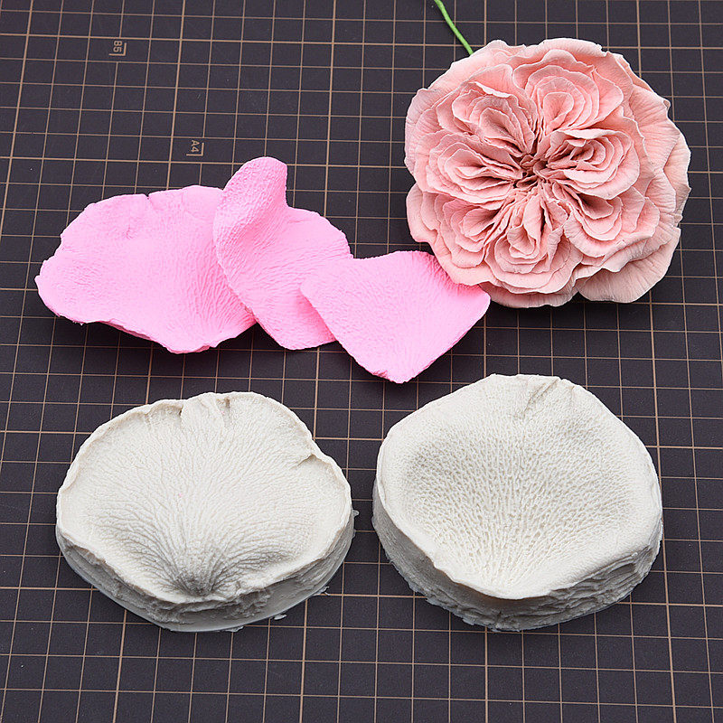 翻糖树脂粘土玫瑰花瓣 超轻粘土仿真玫瑰花瓣纹理压模硅胶模具