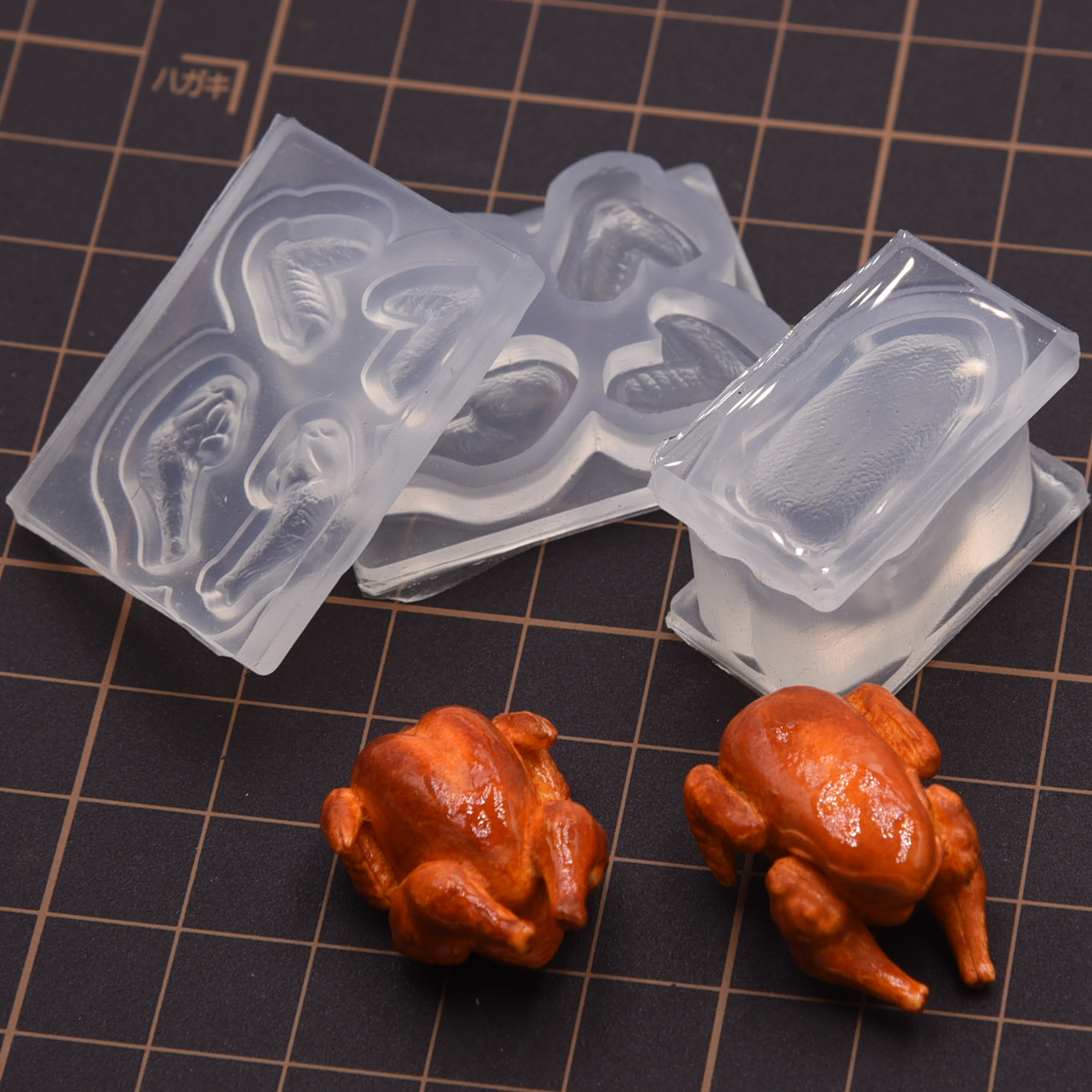 微缩分体组合食玩烤鸡鸡翅鸡腿粘土硅胶模具 1 :12分ob11硅胶模具