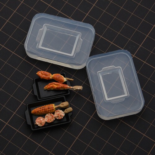 微缩长方形盘子硅胶模具 食玩长方形烤盘diy双面粘土软陶uv滴胶模