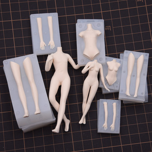 Q版粘土人偶身体模具 男女全身硅胶模具 DIY手办软陶泥 人体模具