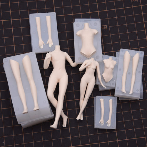 Q版粘土人偶身体模具 男女全身硅胶模具 DIY手办软陶泥 人体模具