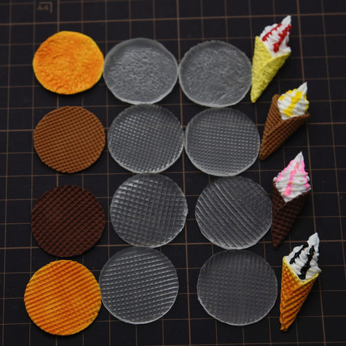 超轻粘土树脂土微缩华夫小饼格子饼压模硬模 DIY迷冰淇淋格格压模