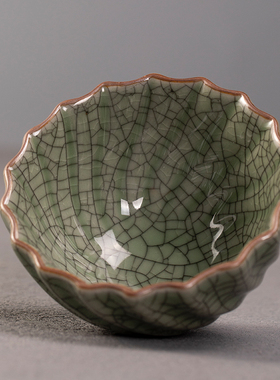 鸿锋雅居宋哥窑八方杯金丝铁线手工茶杯复古大号主人杯盏杯冰裂纹