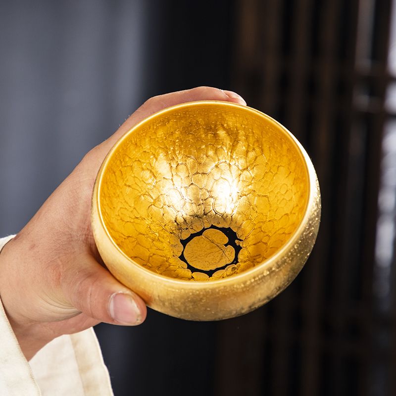 金油滴黄金宋瑜纯手工建盏主人杯茶盏金盏茶具套装建阳品茗杯手制