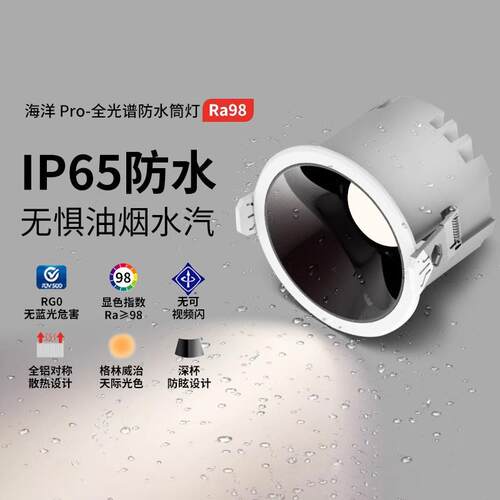 新款IP65防水筒灯卫生间浴室专用嵌入式深杯防眩射灯户外防雾筒灯