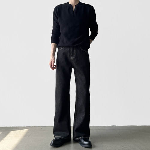 不掉色原牛A字直筒牛仔裤男