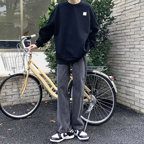 烟灰色牛仔裤男ins潮流