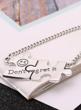 s925纯银韩潮百搭ins简约小清新风个性笑脸英文字母锁骨吊牌项链