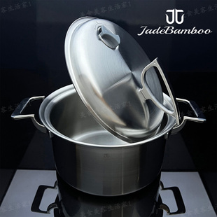 百灵鸟汤锅高端一体成型18/10不锈钢汤锅微压炖煮锅加厚无涂层24