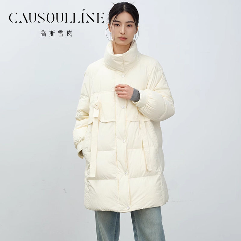 高斯雪岚2024冬装新款白鹅绒羽绒服高级感韩版时尚外套商场同款