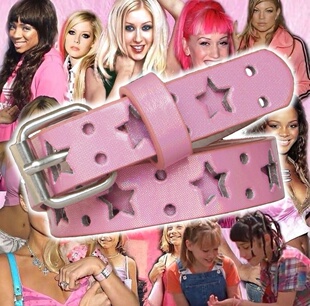 y2kslut外贸千禧辣妹2000s小众个性 设计星星镂空细腰带皮带女