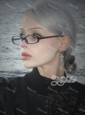 欧美y2k千禧风肯豆同款窄框复古长方形凹造型时髦辣妹素颜眼镜