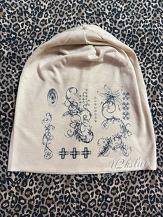 废土风涂鸦冷帽素颜包头帽子 y2kslut原创自制复古vtg小众个性