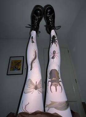 y2kslut欧美ins性感辣妹小众时髦个性印花丝袜打底袜连裤袜女