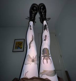 y2kslut欧美ins性感辣妹小众时髦个性印花丝袜打底袜连裤袜女