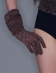 y2Kslut欧美性感个性 小众演出时髦造型辣妹豹纹印花网纱薄手套女