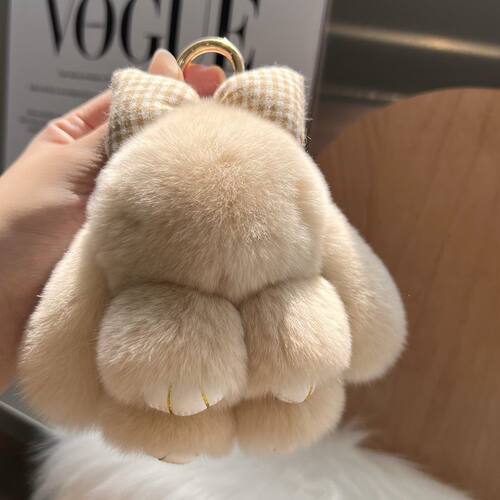 小兔子钥匙扣挂件毛绒蝴蝶结